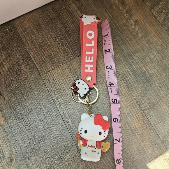 Hello Kitty Sanrio Keychain With Strap Bag Tag Painter Artist Kawaii - Picture 9 of 9